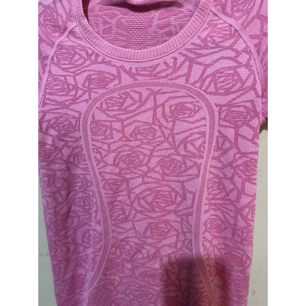 Lululemon Swiftly Tech Short Sleeve Crew Heathered Pink Paradise Rose Sz 6 RARE